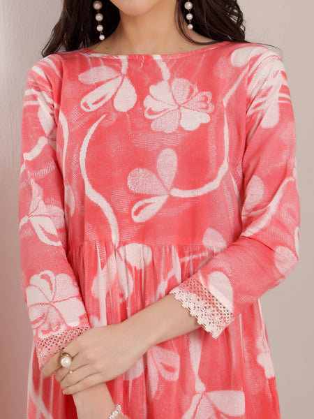 Cotton Hand Printed Tiered A-Line Dress