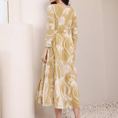 Cotton Hand Printed Tiered A-Line Dress