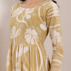 Cotton Hand Printed Tiered A-Line Dress