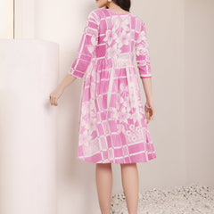 Cotton Hand Printed Tiered A-Line Dress