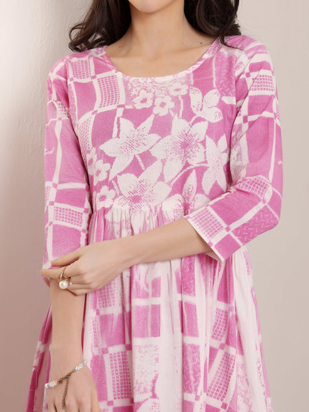 Cotton Hand Printed Tiered A-Line Dress