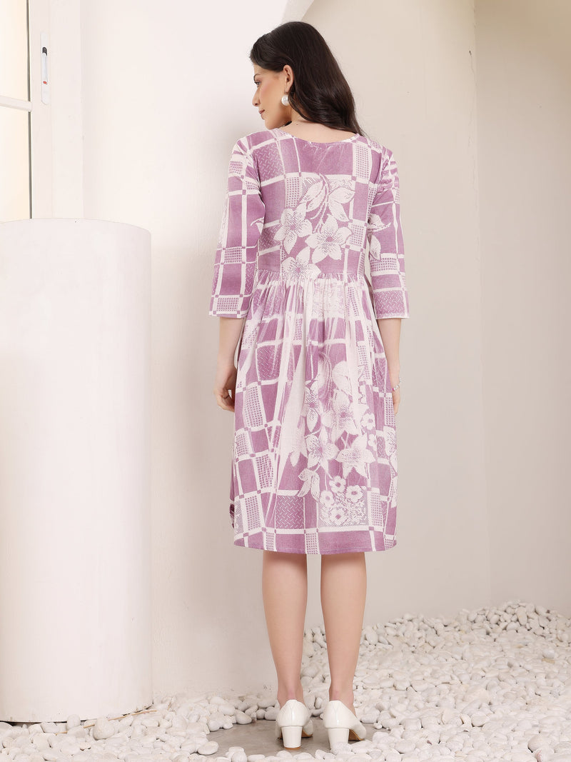 Cotton Hand Printed Tiered A-Line Dress