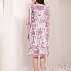 Cotton Hand Printed Tiered A-Line Dress