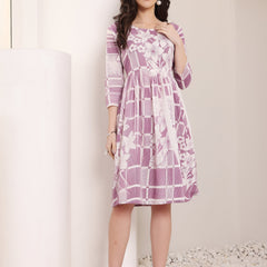 Cotton Hand Printed Tiered A-Line Dress