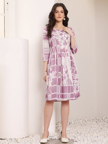 Cotton Hand Printed Tiered A-Line Dress