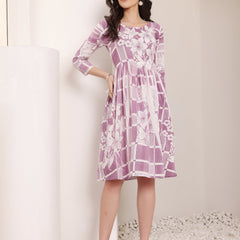 Cotton Hand Printed Tiered A-Line Dress