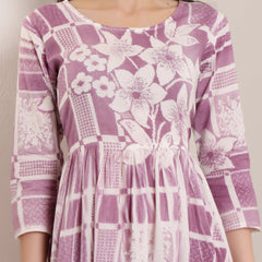 Cotton Hand Printed Tiered A-Line Dress