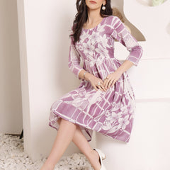 Cotton Hand Printed Tiered A-Line Dress