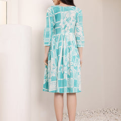 Cotton Hand Printed Tiered A-Line Dress