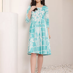 Cotton Hand Printed Tiered A-Line Dress