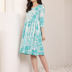 Cotton Hand Printed Tiered A-Line Dress