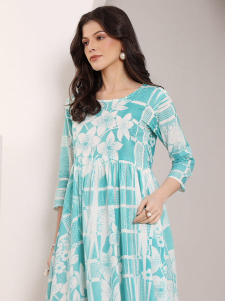 Cotton Hand Printed Tiered A-Line Dress