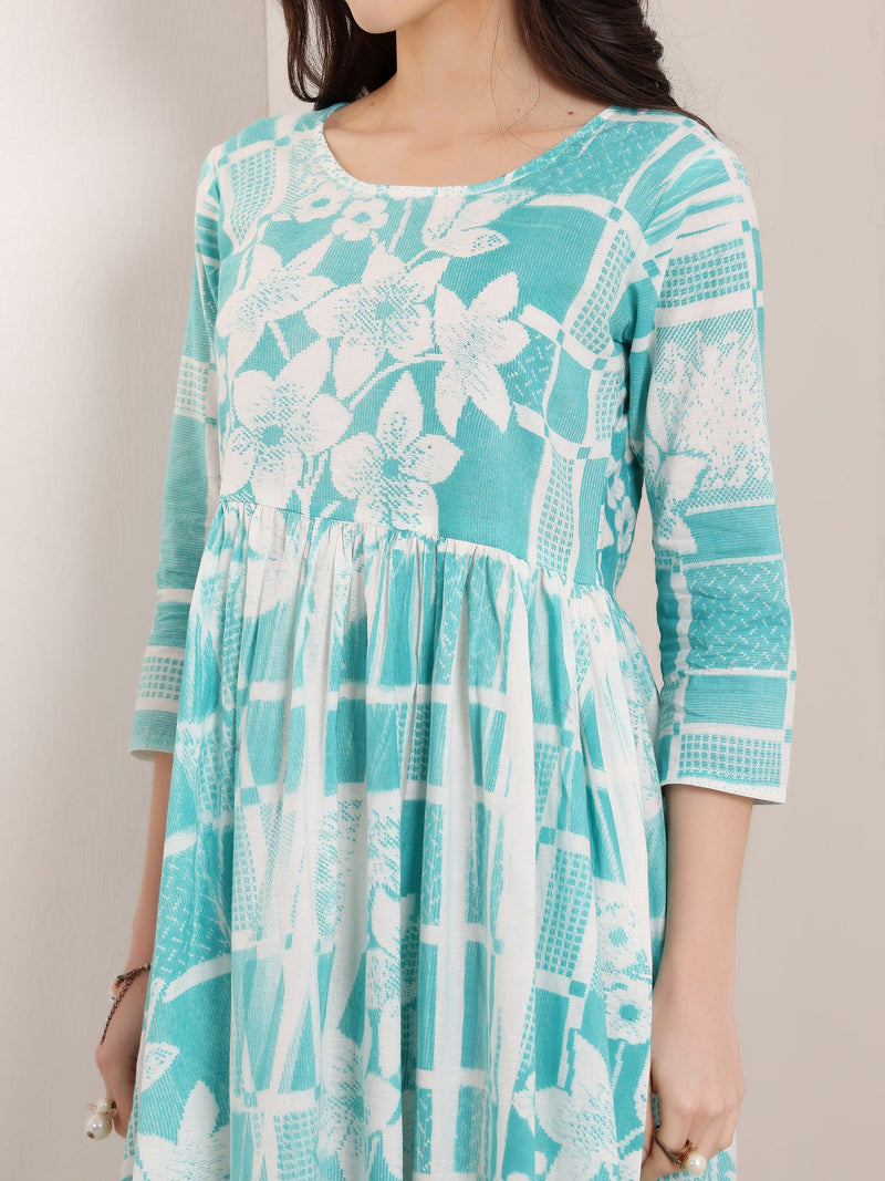 Cotton Hand Printed Tiered A-Line Dress