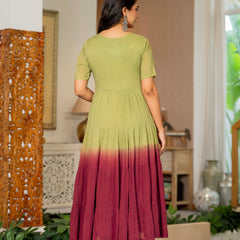 Women Tie& dye Mulcotton Anarkali Shape Kurta, Pant With Dupatta