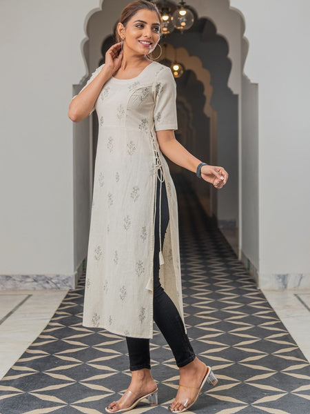 Floral Printed Pure Cotton Kurta