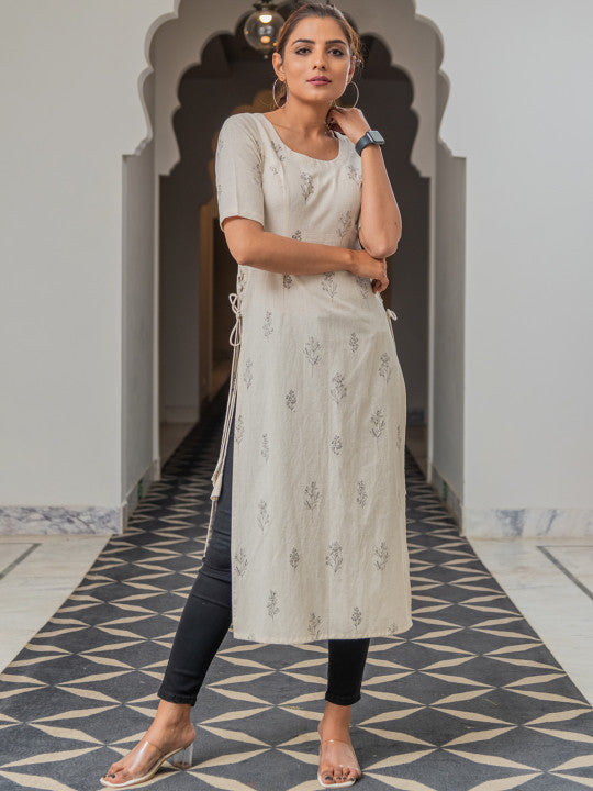 Floral Printed Pure Cotton Kurta