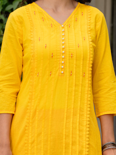 Women Tie& Dye Cotton Straight Shape Kurta , Pant With Dupatta