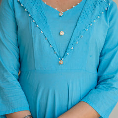 Women Tie& dye Cotton Anarkali Shape Kurta, Pant With Dupatta