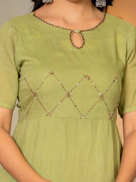 Women Tie& dye Mulcotton Anarkali Shape Kurta, Pant With Dupatta