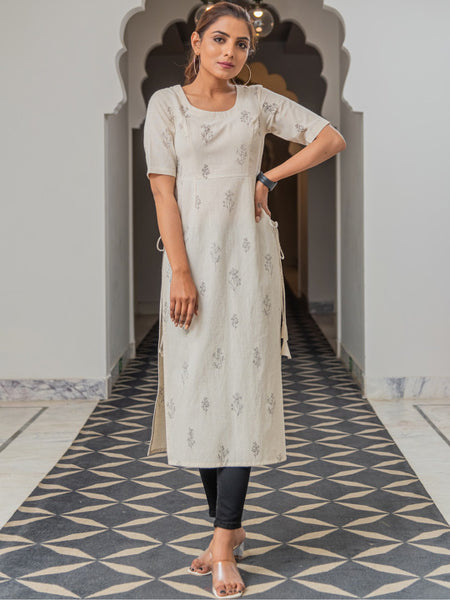Floral Printed Pure Cotton Kurta