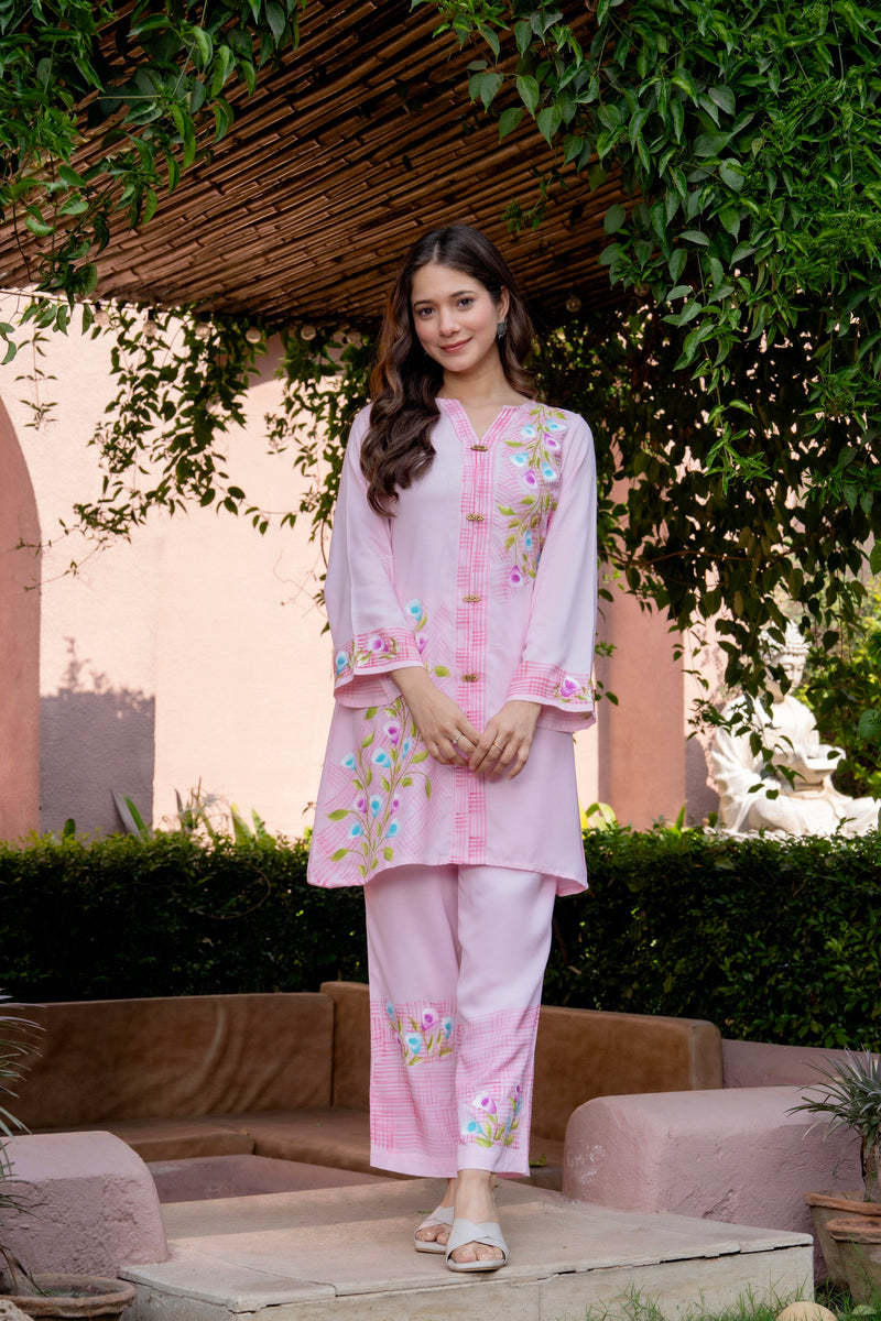 Women Brush Paint Pakistani Cord-Set