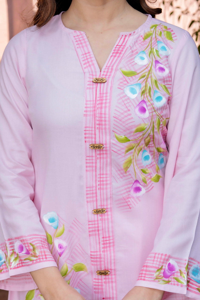 Women Brush Paint Pakistani Cord-Set