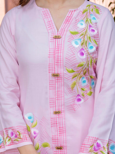 Women Brush Paint Pakistani Cord-Set