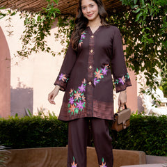 Women Brush Paint Pakistani Cord-Set