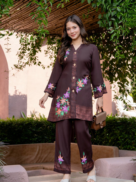 Women Brush Paint Pakistani Cord-Set