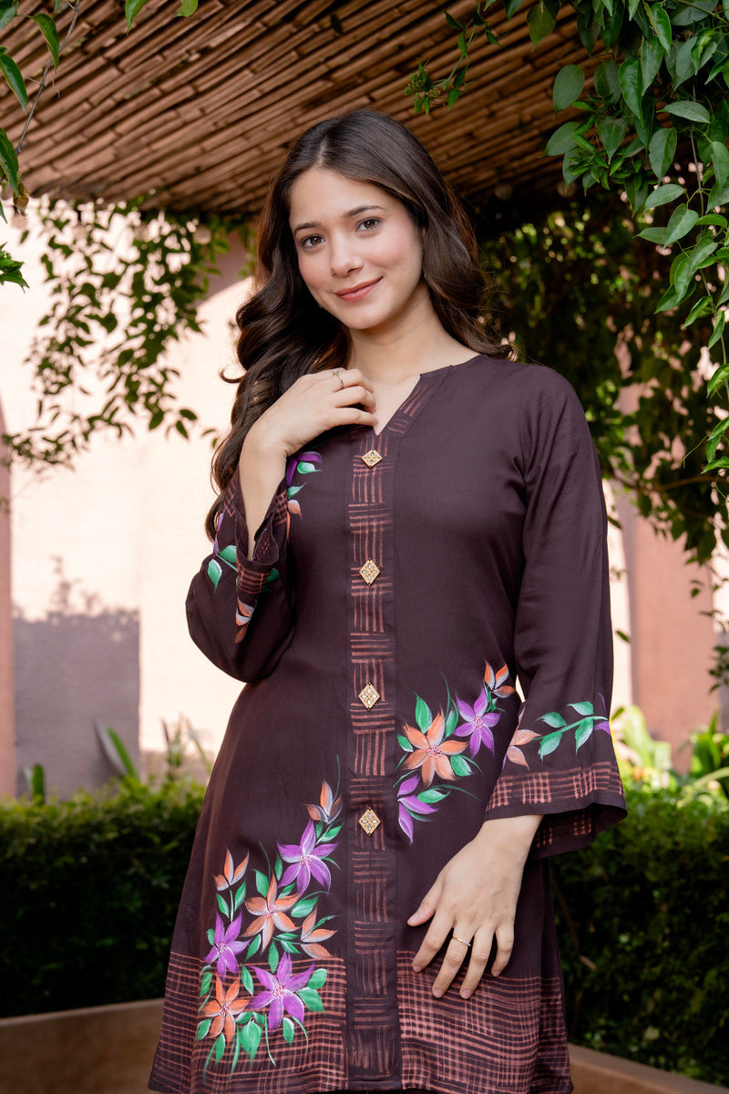 Women Brush Paint Pakistani Cord-Set