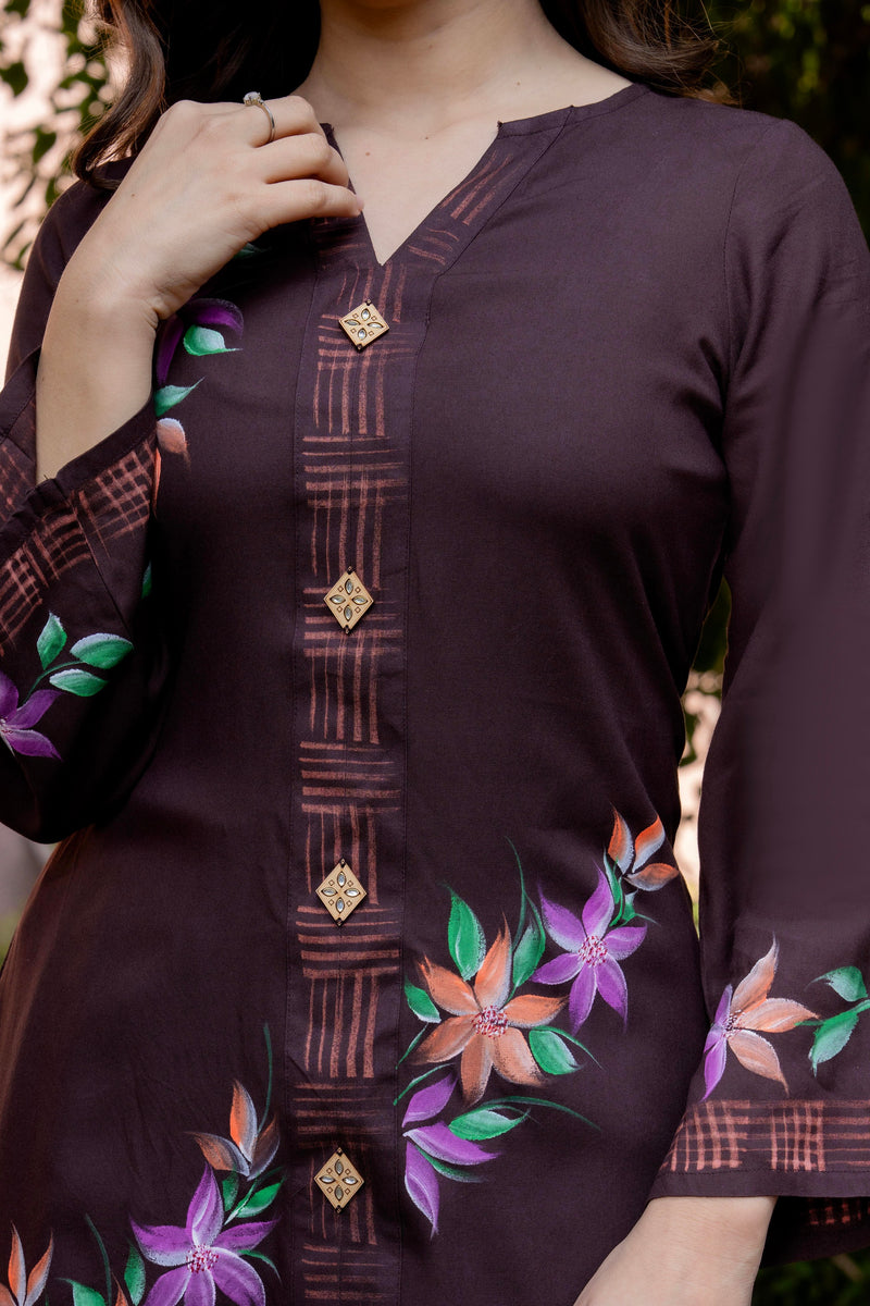 Women Brush Paint Pakistani Cord-Set