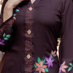 Women Brush Paint Pakistani Cord-Set