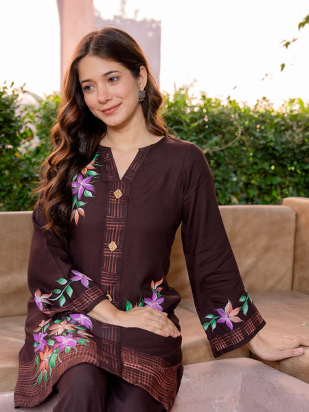 Women Brush Paint Pakistani Cord-Set