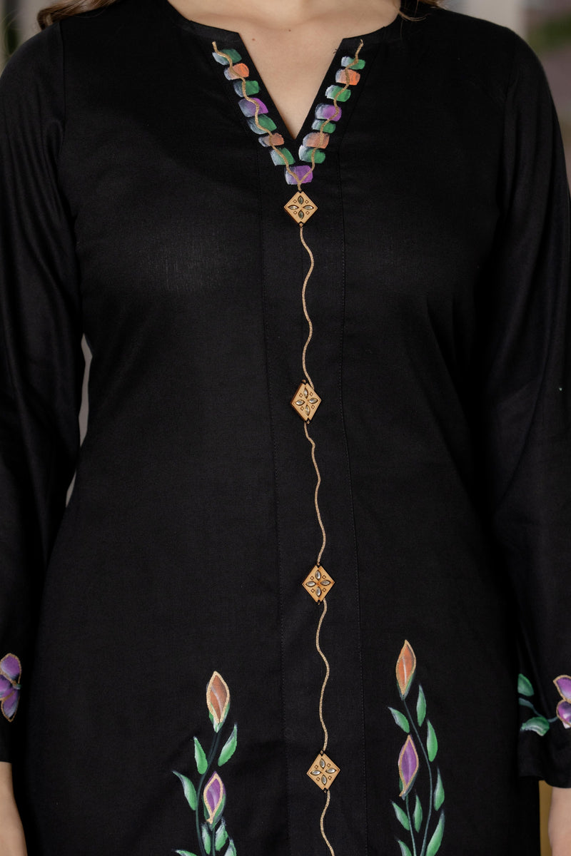 Women Brush Paint Pakistani Cord-Set