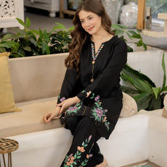 Women Brush Paint Pakistani Cord-Set