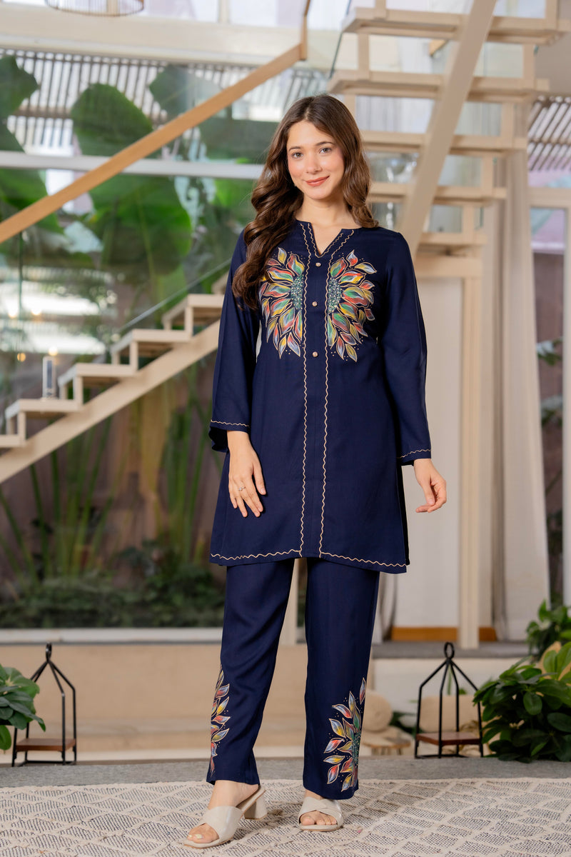 Women Brush Paint Pakistani Cord-Set