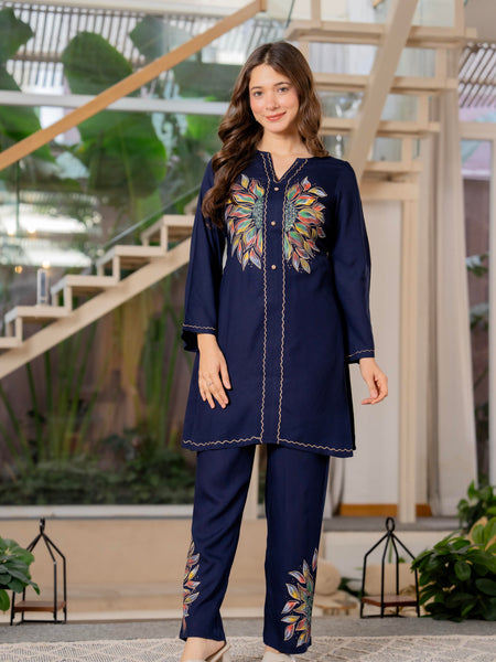 Women Brush Paint Pakistani Cord-Set