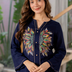 Women Brush Paint Pakistani Cord-Set