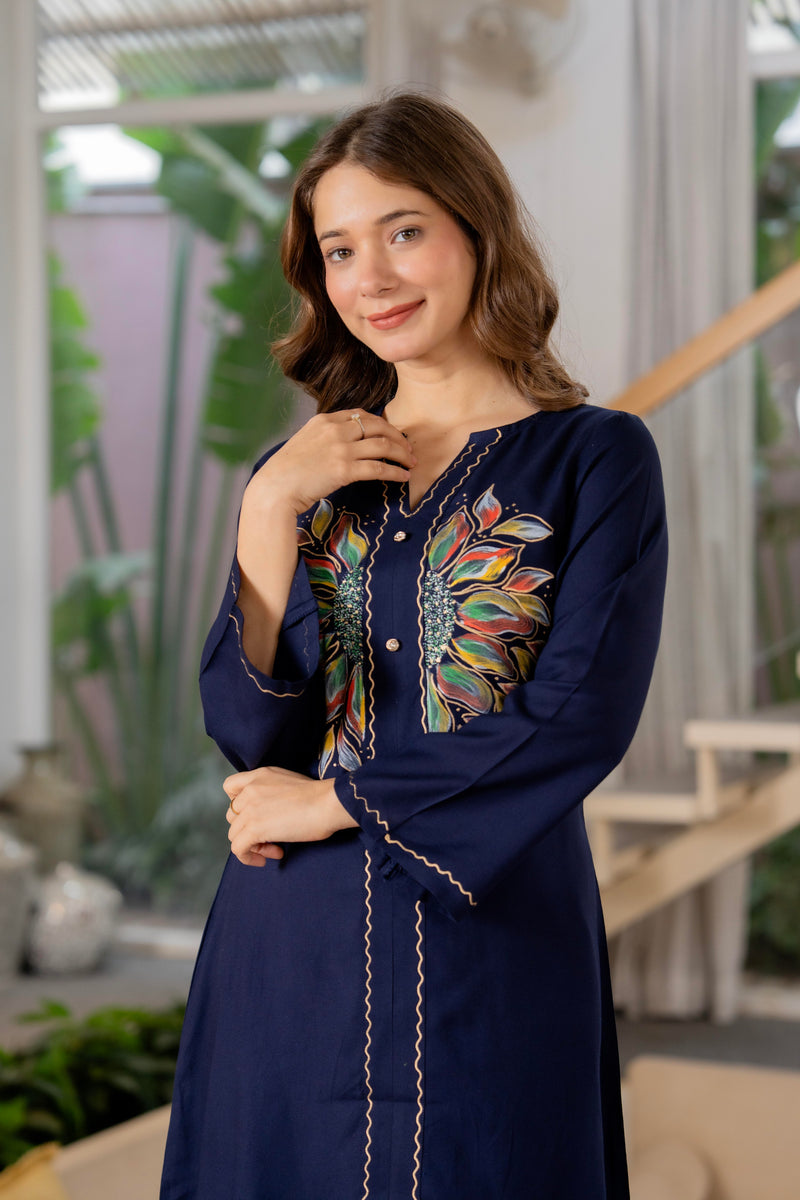 Women Brush Paint Pakistani Cord-Set