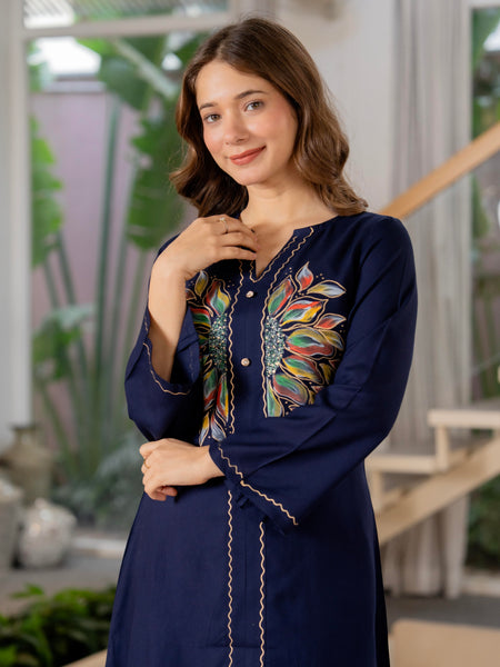 Women Brush Paint Pakistani Cord-Set