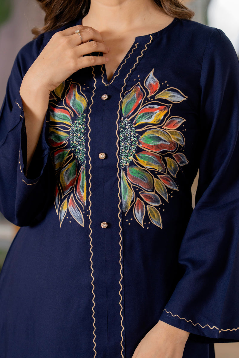 Women Brush Paint Pakistani Cord-Set