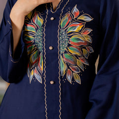 Women Brush Paint Pakistani Cord-Set