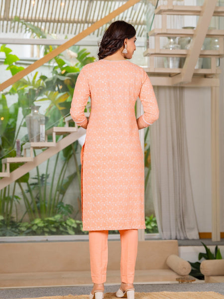 Cotton Schiffili Embroidered Kurta Pants and Dupatta