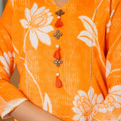 Cotton Dobby Hand Printed Kurta Pants and Dupatta