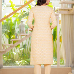 Cotton Schiffili Embroidered Kurta Pants and Dupatta
