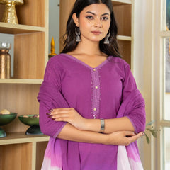 Pure Cotton Ombre Effect Kurta Pant  and  Dupatta