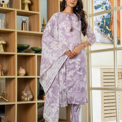 Cotton Dobby Hand Printed Kurta Pants and Dupatta