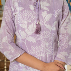 Cotton Dobby Hand Printed Kurta Pants and Dupatta