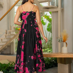 MulCotton Tie and Dye Sleeveless Tiered Dress