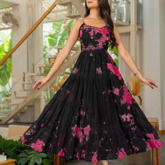 MulCotton Tie and Dye Sleeveless Tiered Dress